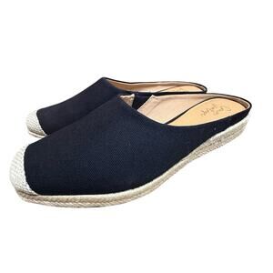 Crown Vintage Lonari Canvas Espadrille Slip On Black/Natural size 9.5M New